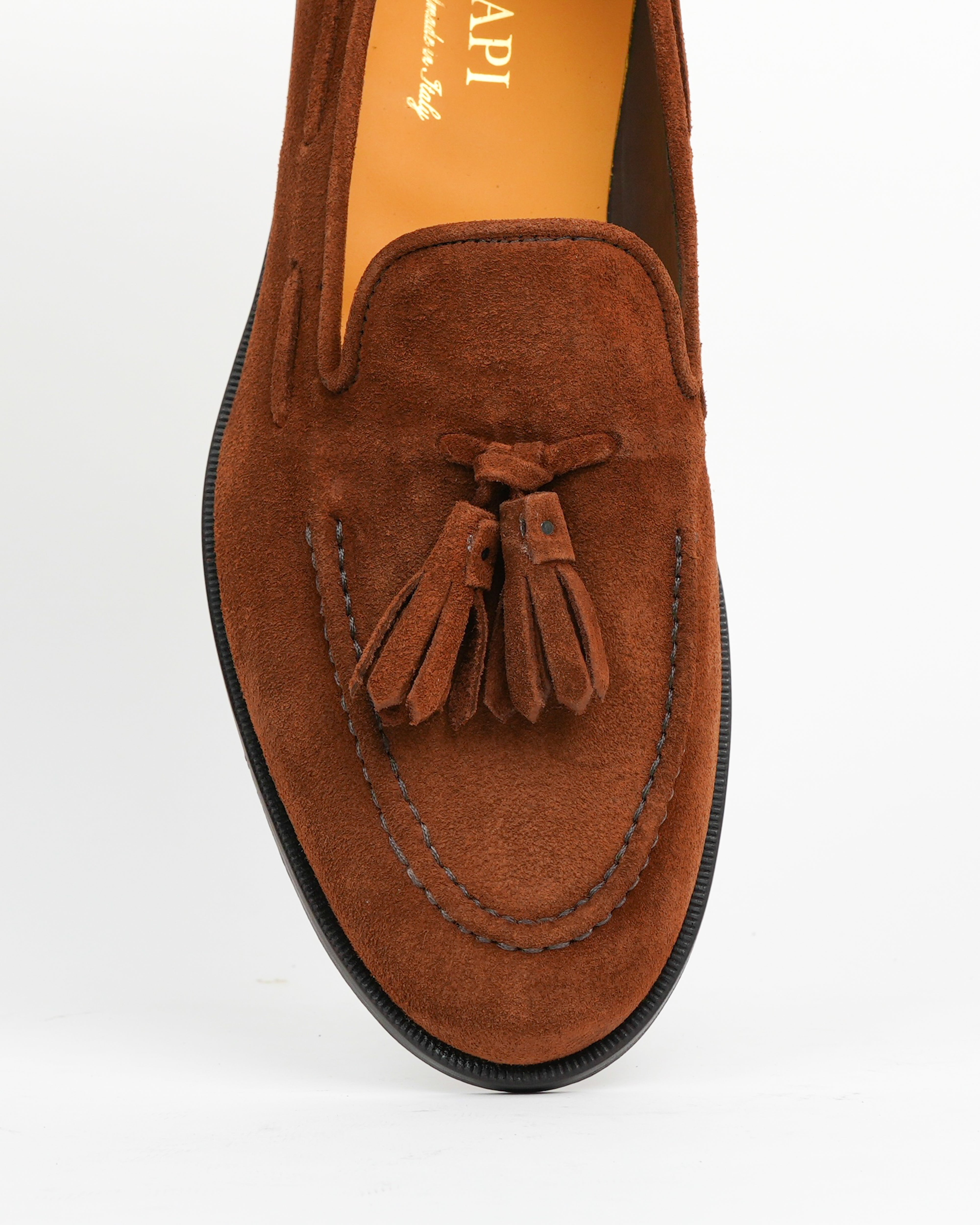 Mocasines con borlas SHALAPI Bari 1.1 para hombre en piel serraje color camel
