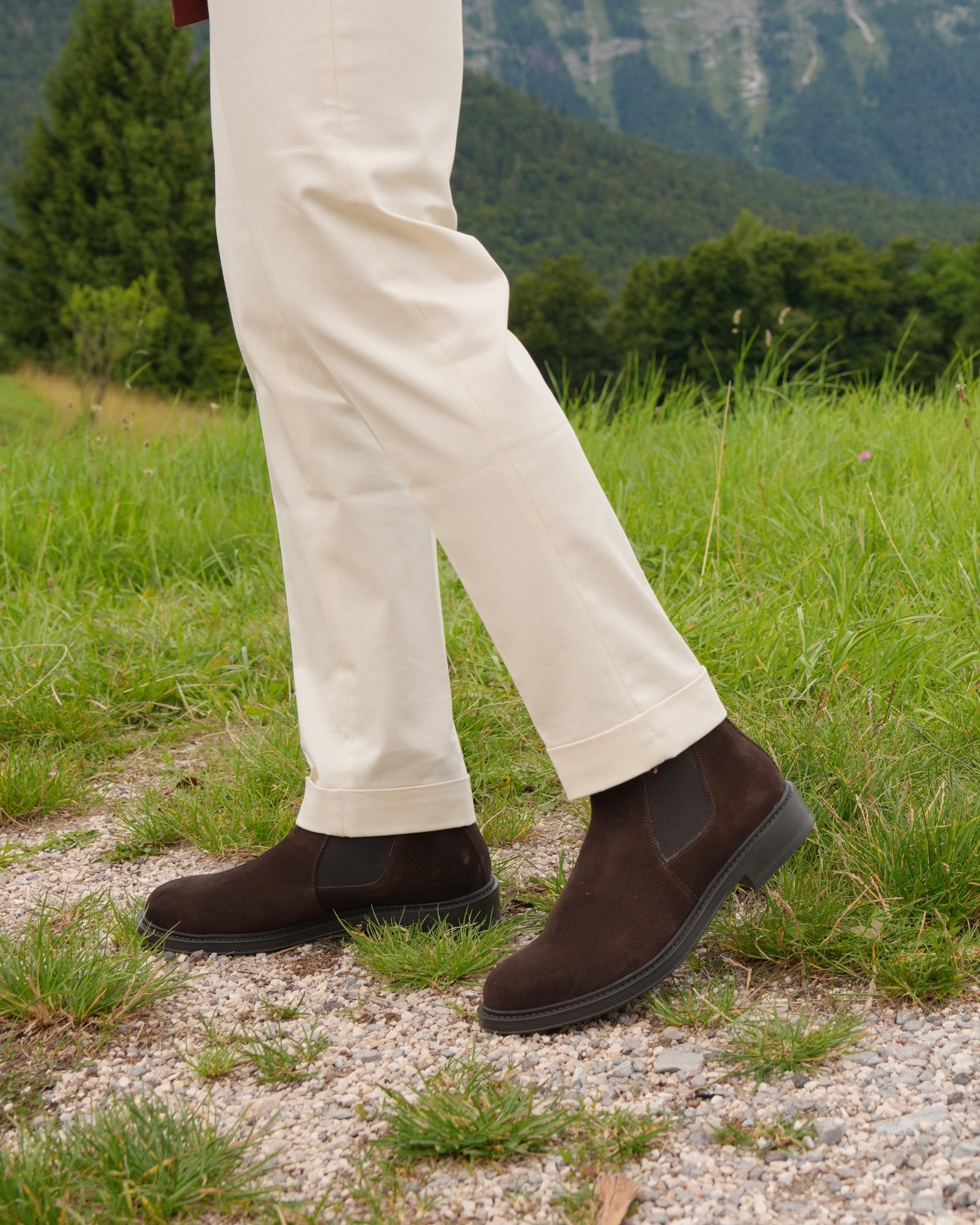 Stivali da strada di lusso SHALAPI 1.1 in pelle scamosciata marrone