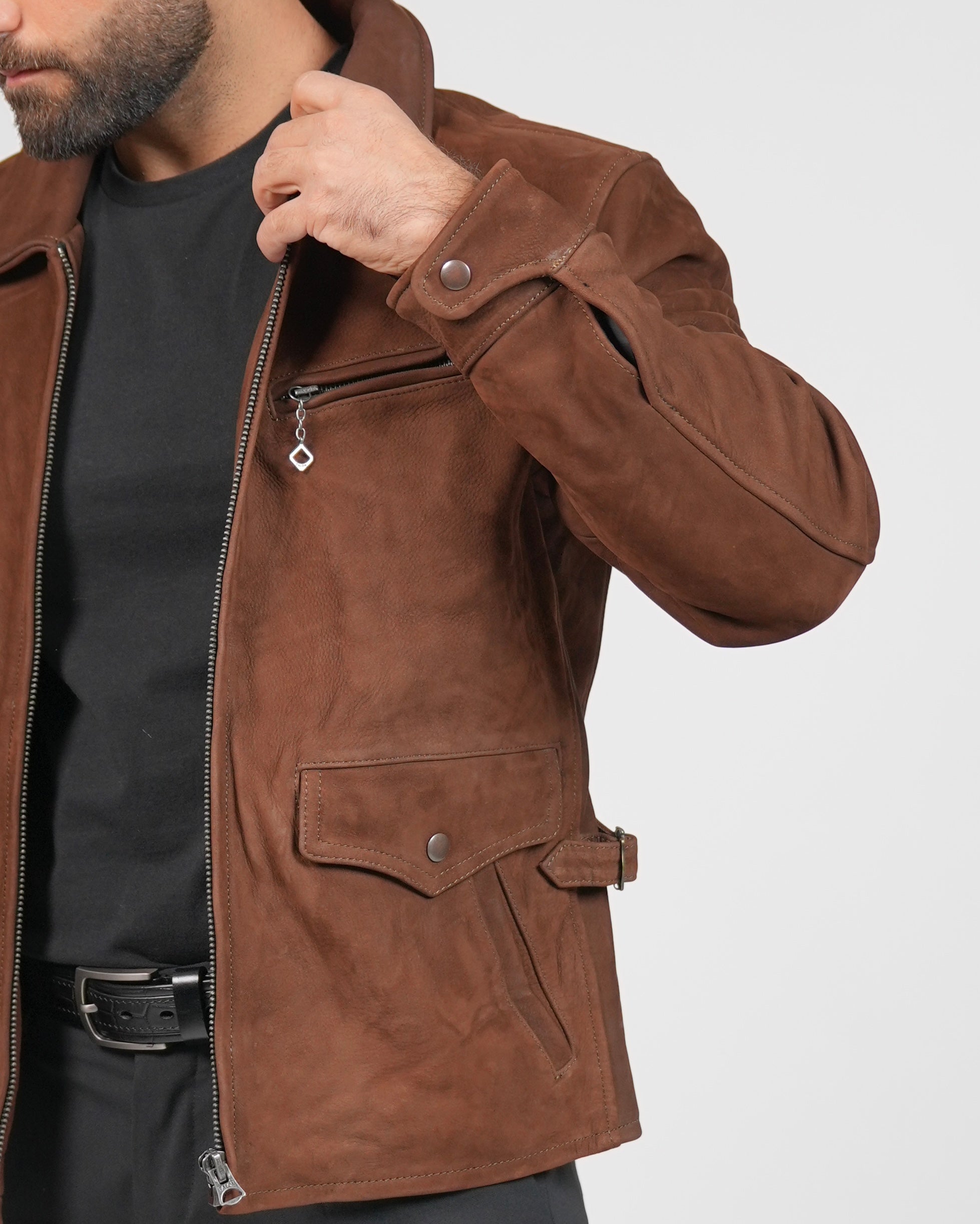 Giacca in pelle di vitello nabuk SHALAPI Modena