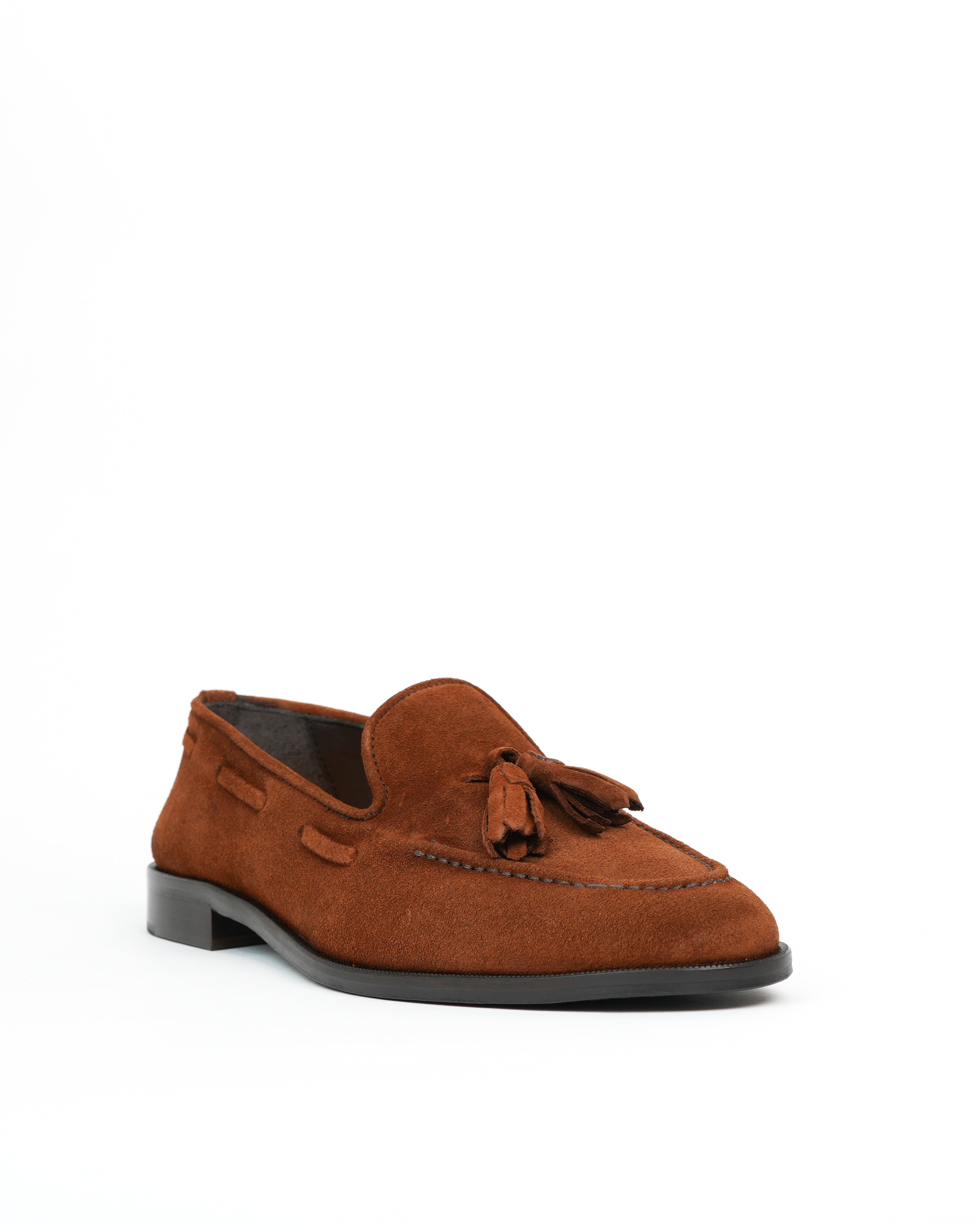 Mocasines con borlas SHALAPI Bari 1.1 para hombre en piel serraje color camel