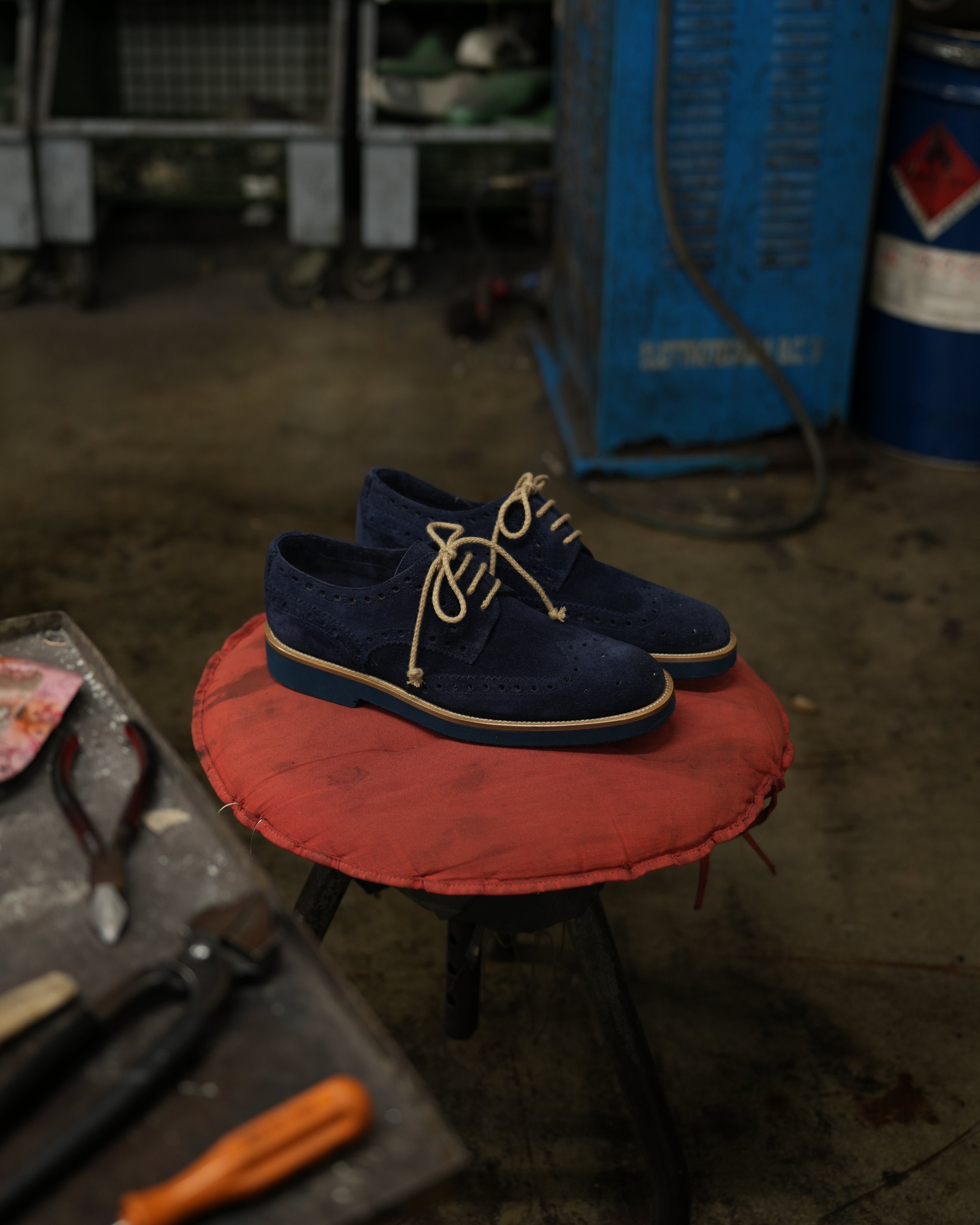 Ponente – Brogue Oxford de ante azul