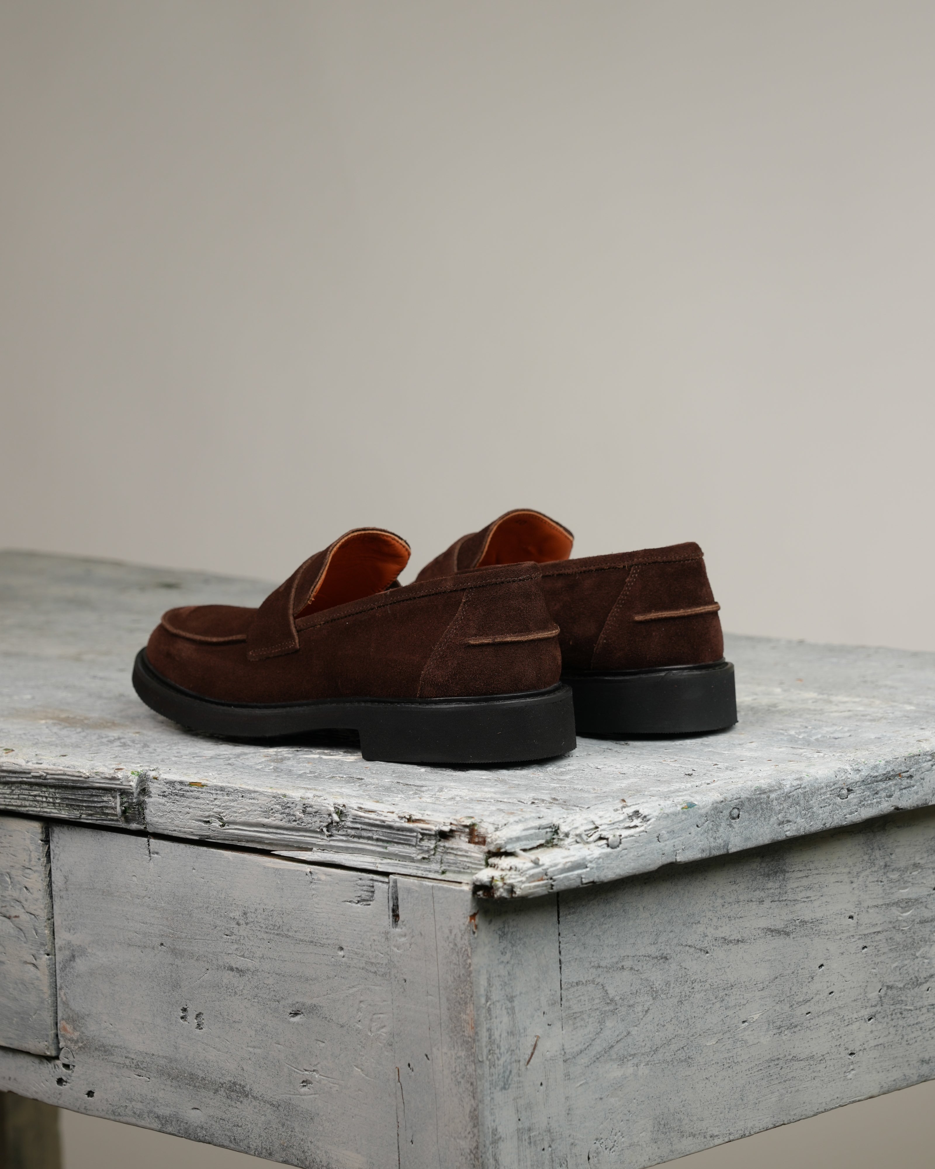 SHALAPI italian penny loafers for men in suede brown