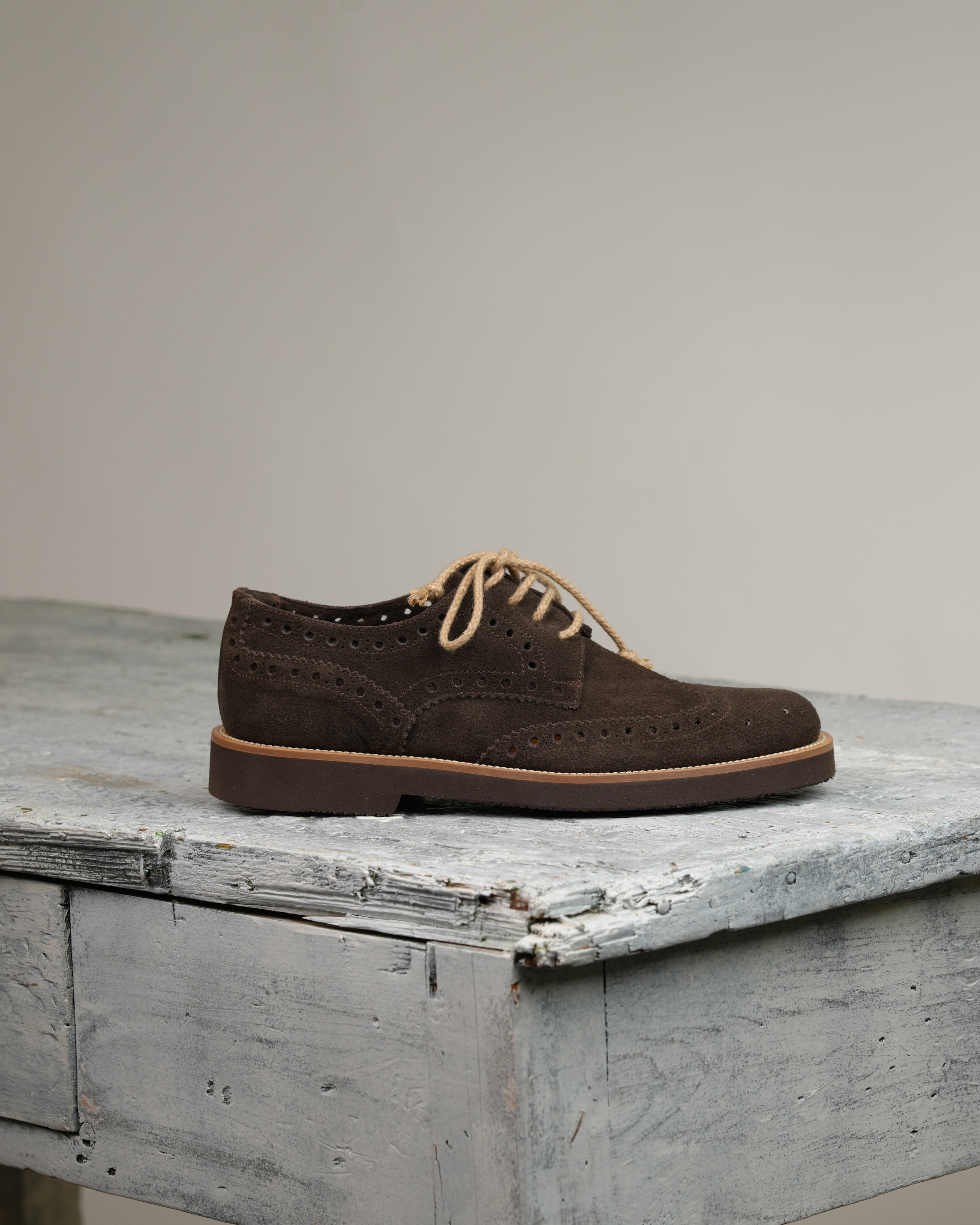 Ponente – Zapato brogue Oxford de ante marrón