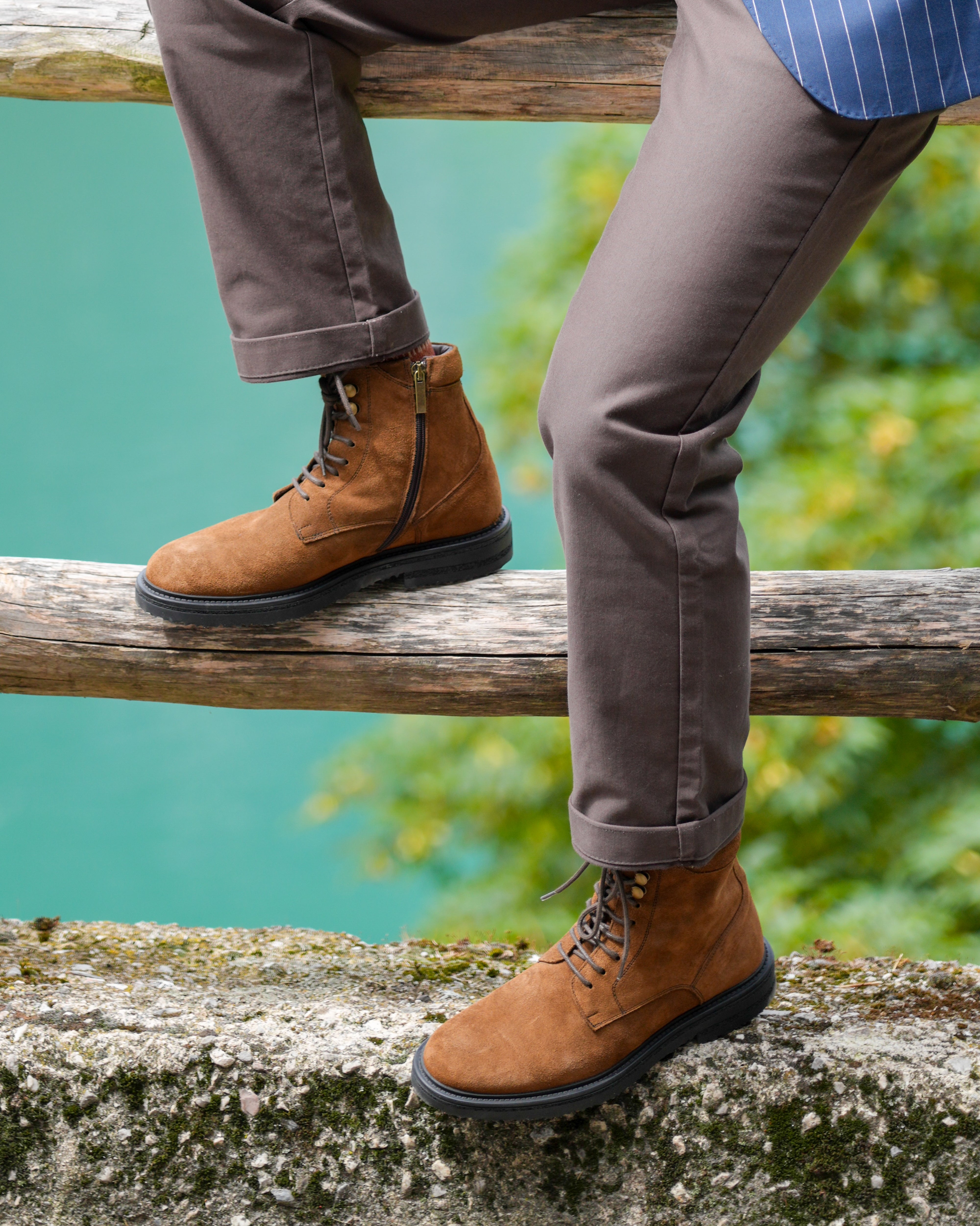 Stivali di lusso SHALAPI Maserati 1.1 in pelle scamosciata color cammello