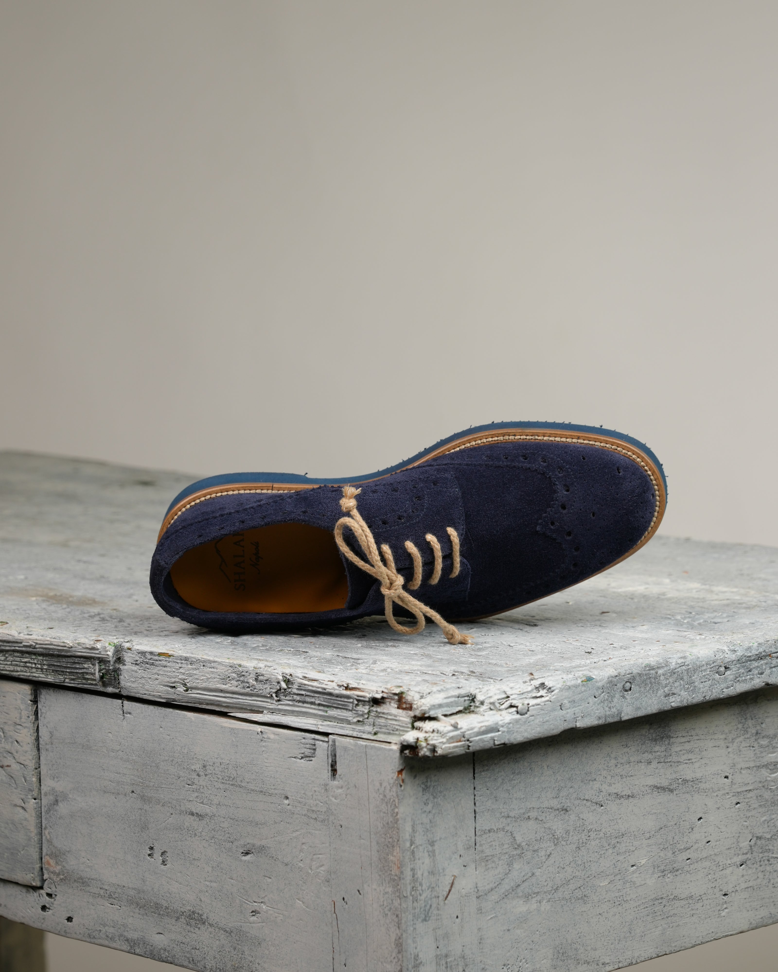Ponente – Brogue Oxford de ante azul