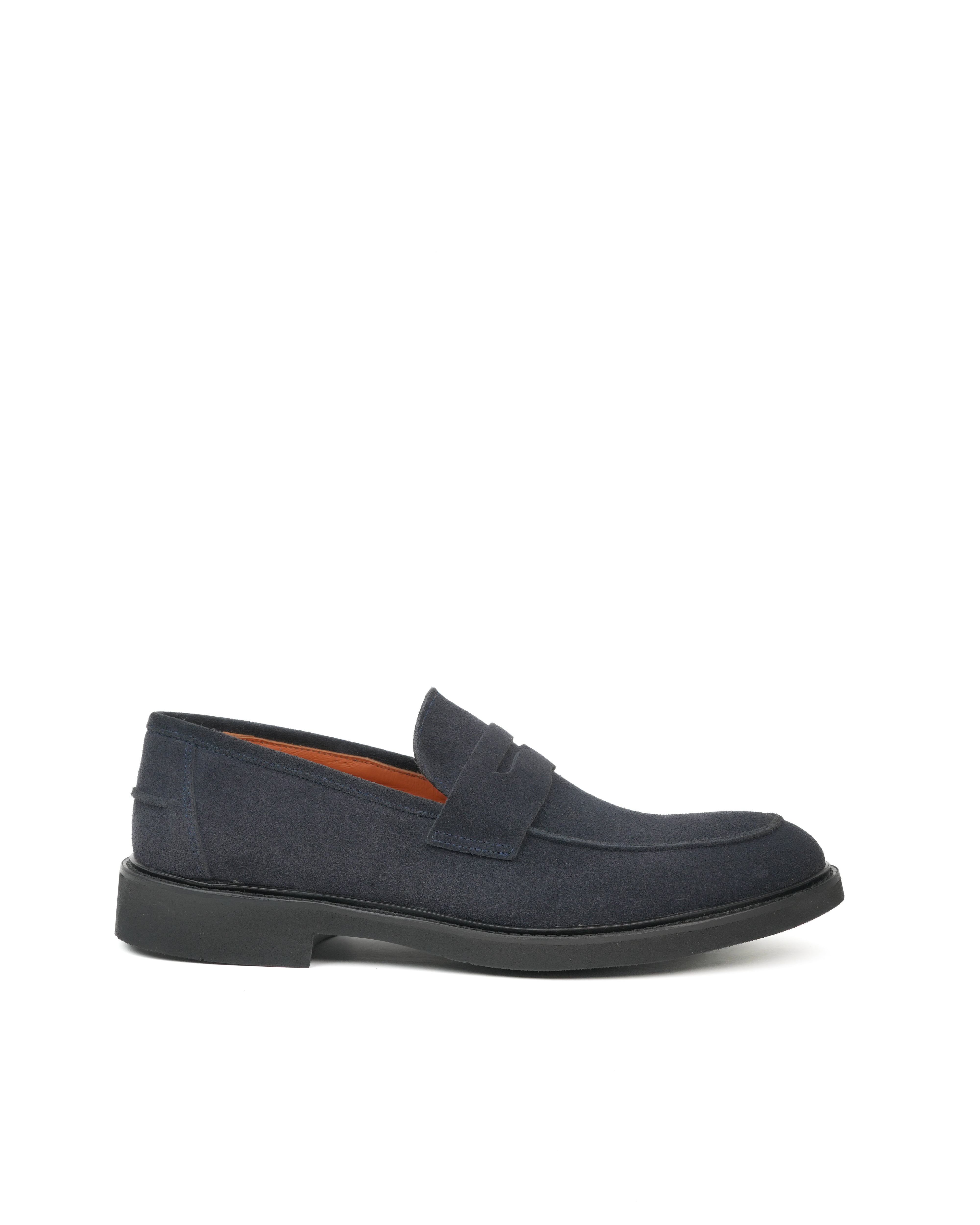 SHALAPI italian penny loafers for men in suede navy