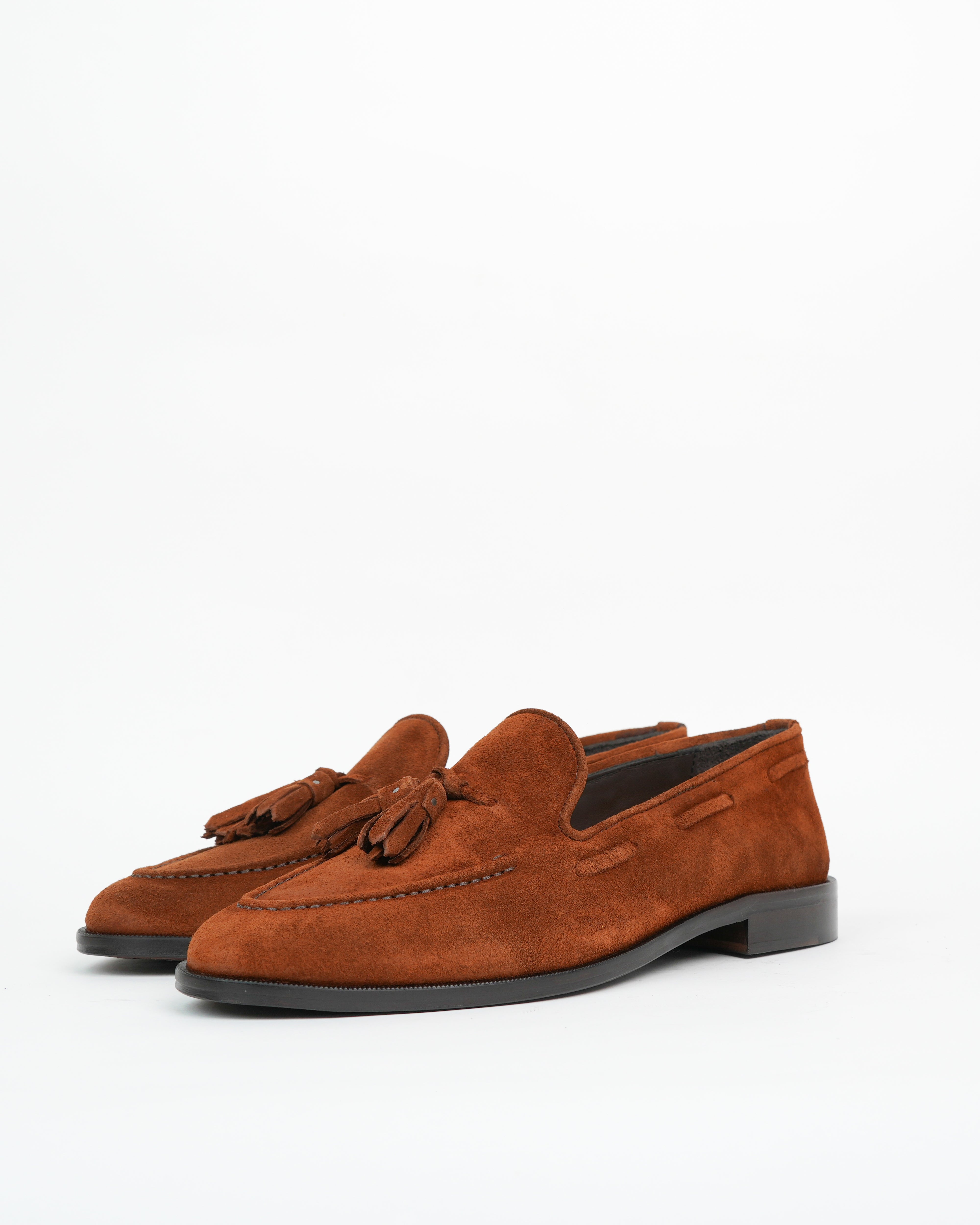 Mocasines con borlas SHALAPI Bari 1.1 para hombre en piel serraje color camel