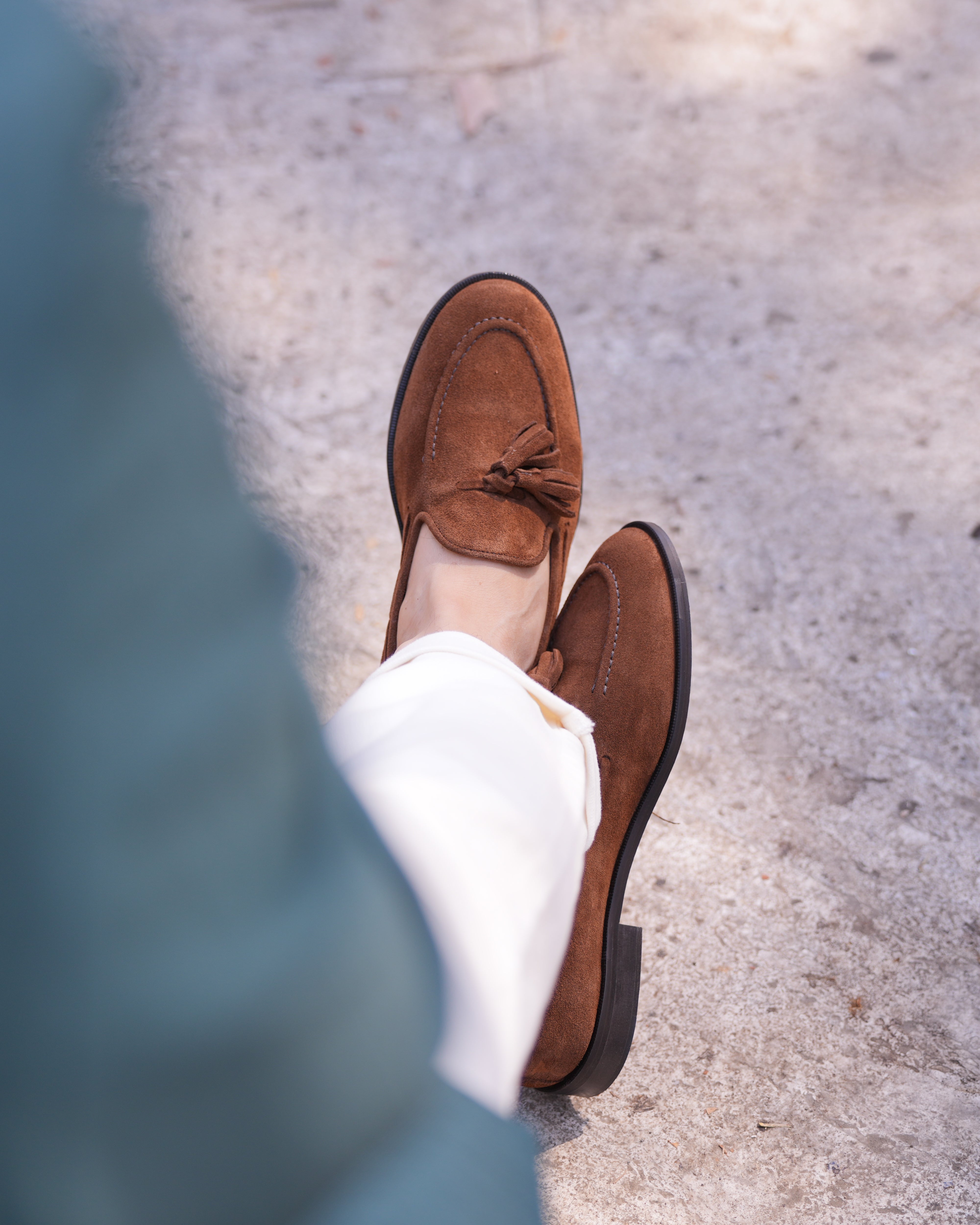 Mocasines con borlas SHALAPI Bari 1.1 para hombre en piel serraje color camel