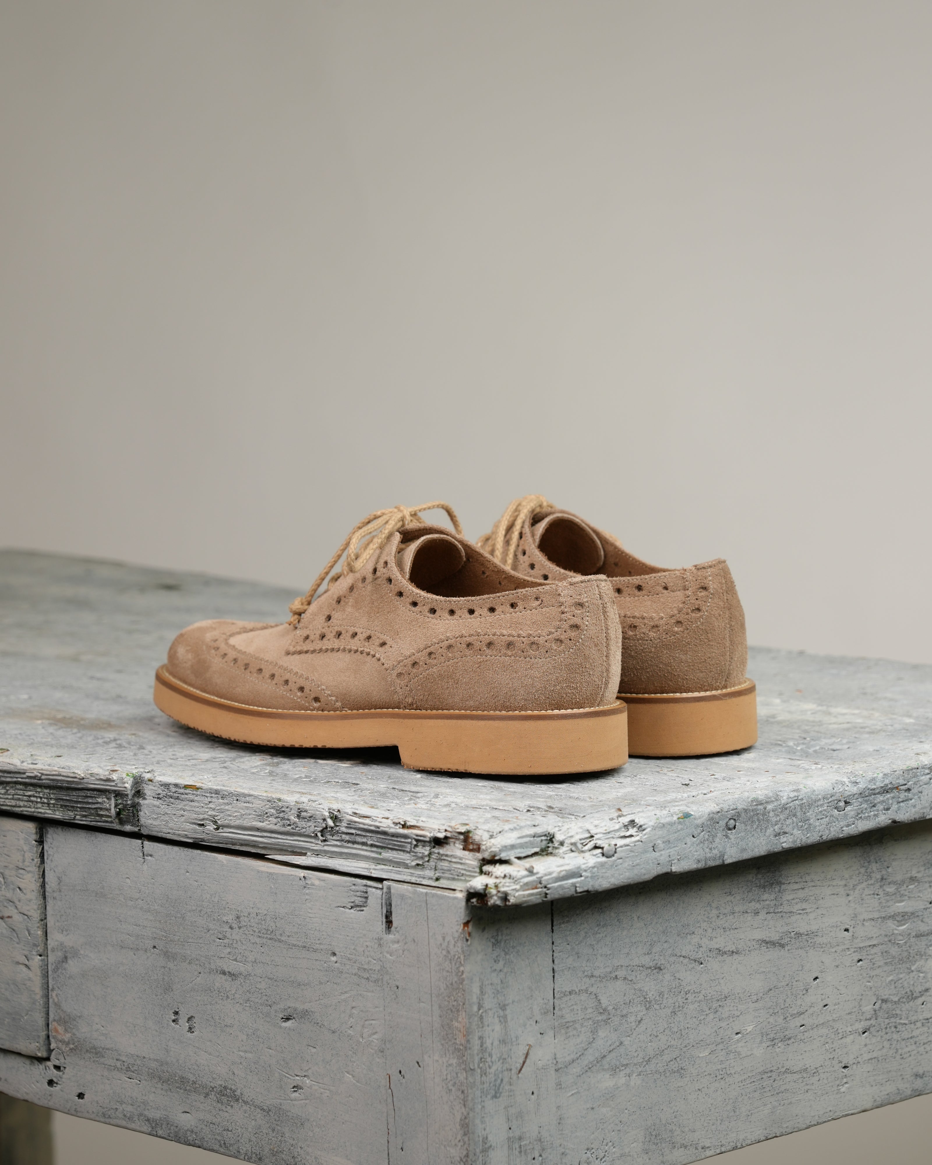 Ponente – Zapato brogue Oxford en ante beige