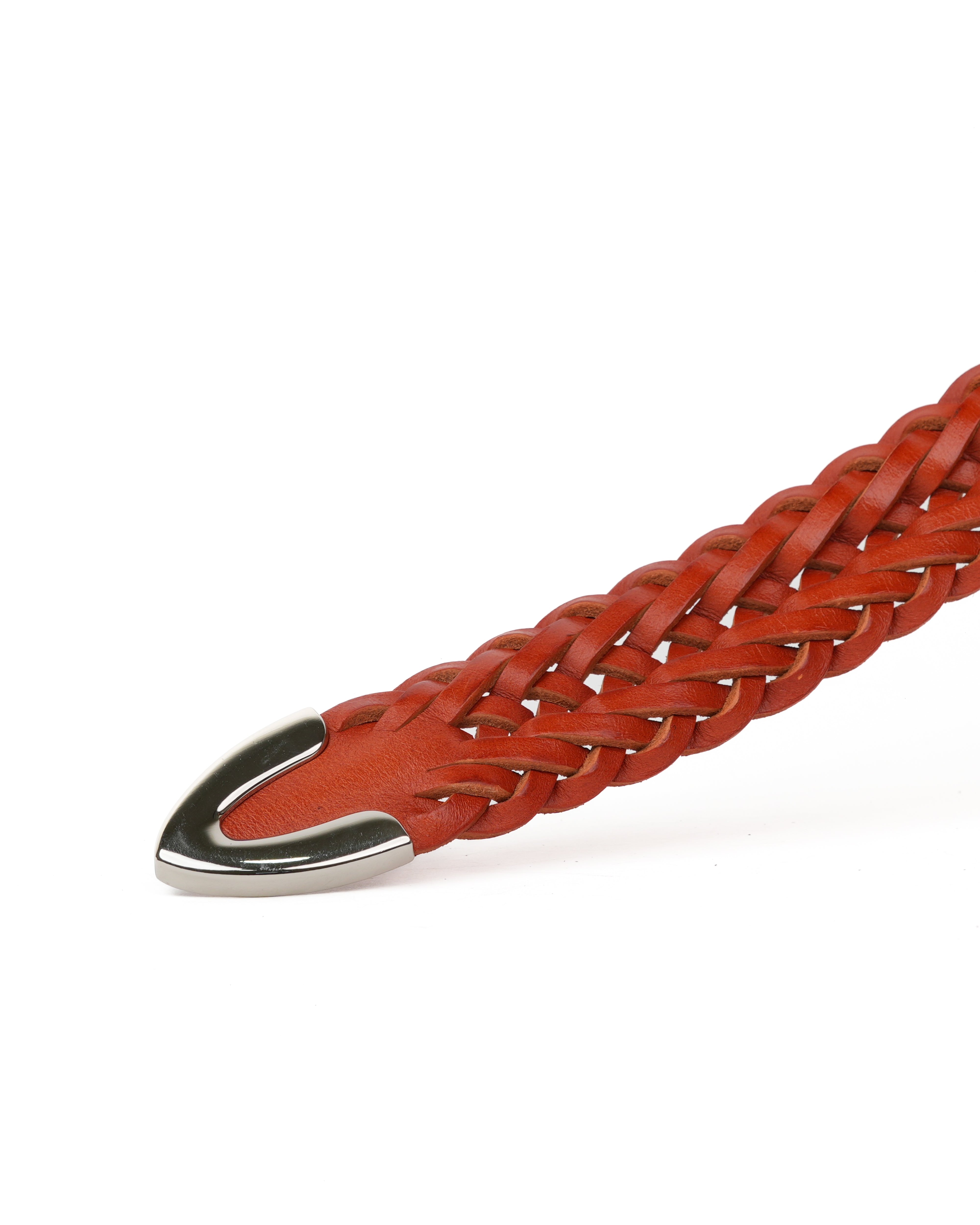 Cintura in pelle intrecciata fatta a mano in cammello – Shalapi Italia