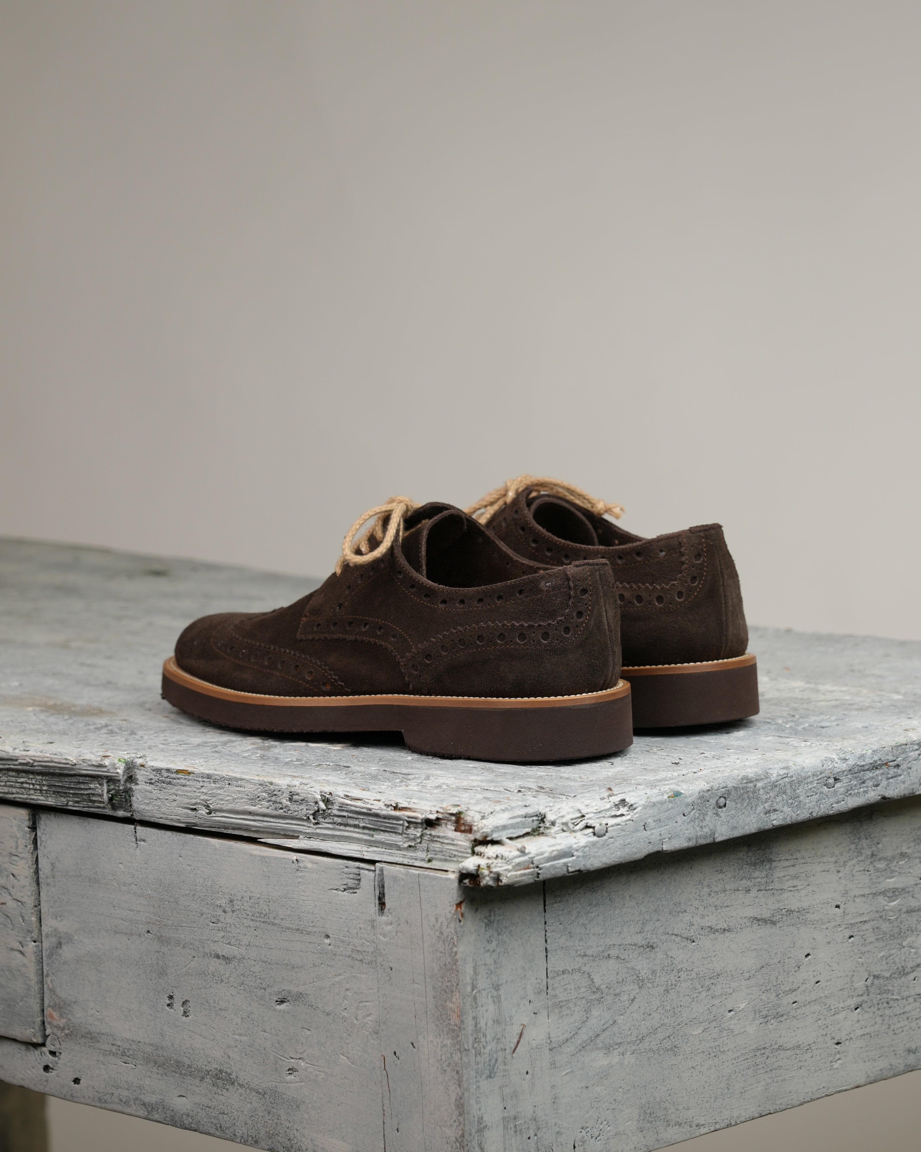 Ponente – Zapato brogue Oxford de ante marrón