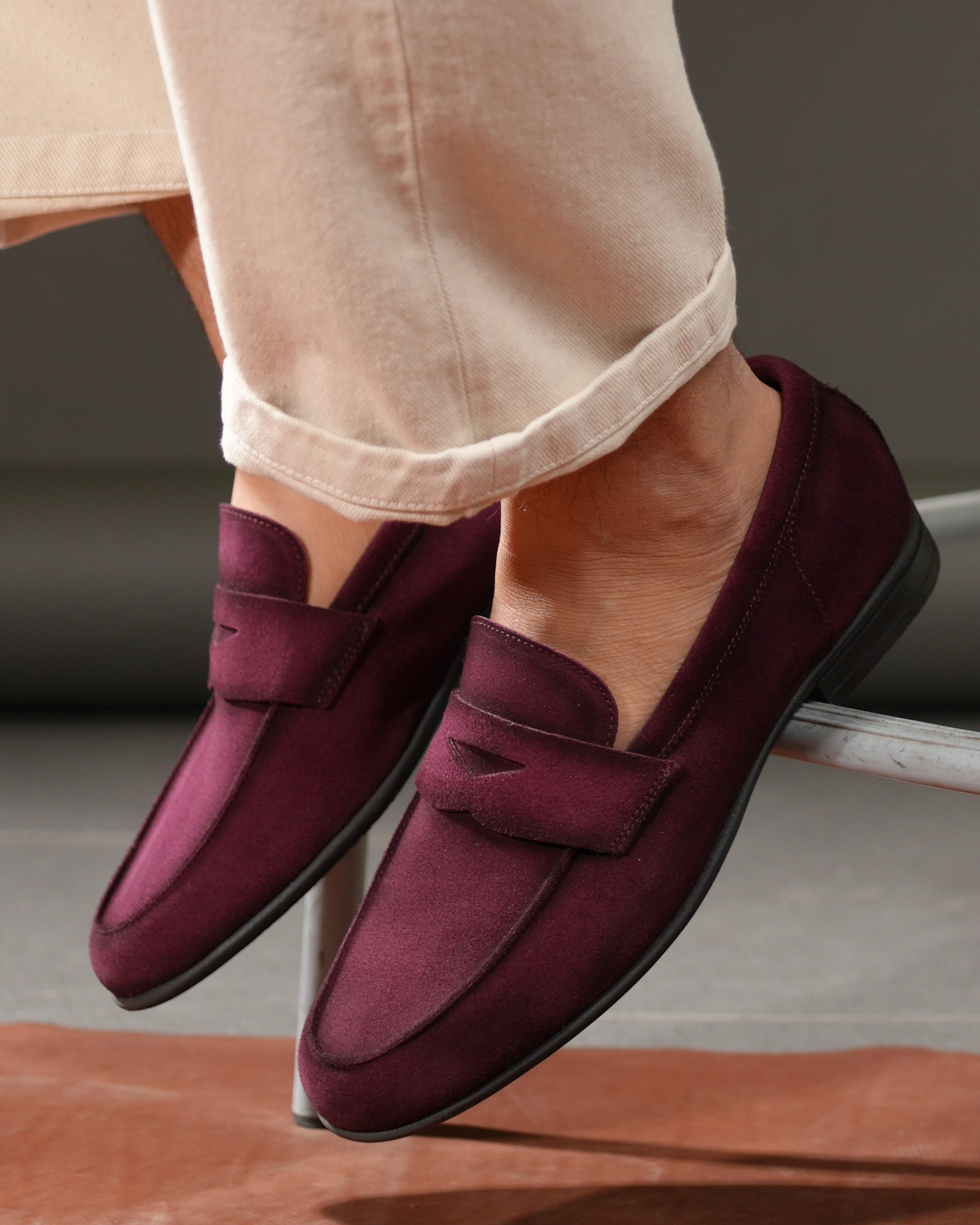 Mocassini penny Marechiaro in suede bordeaux