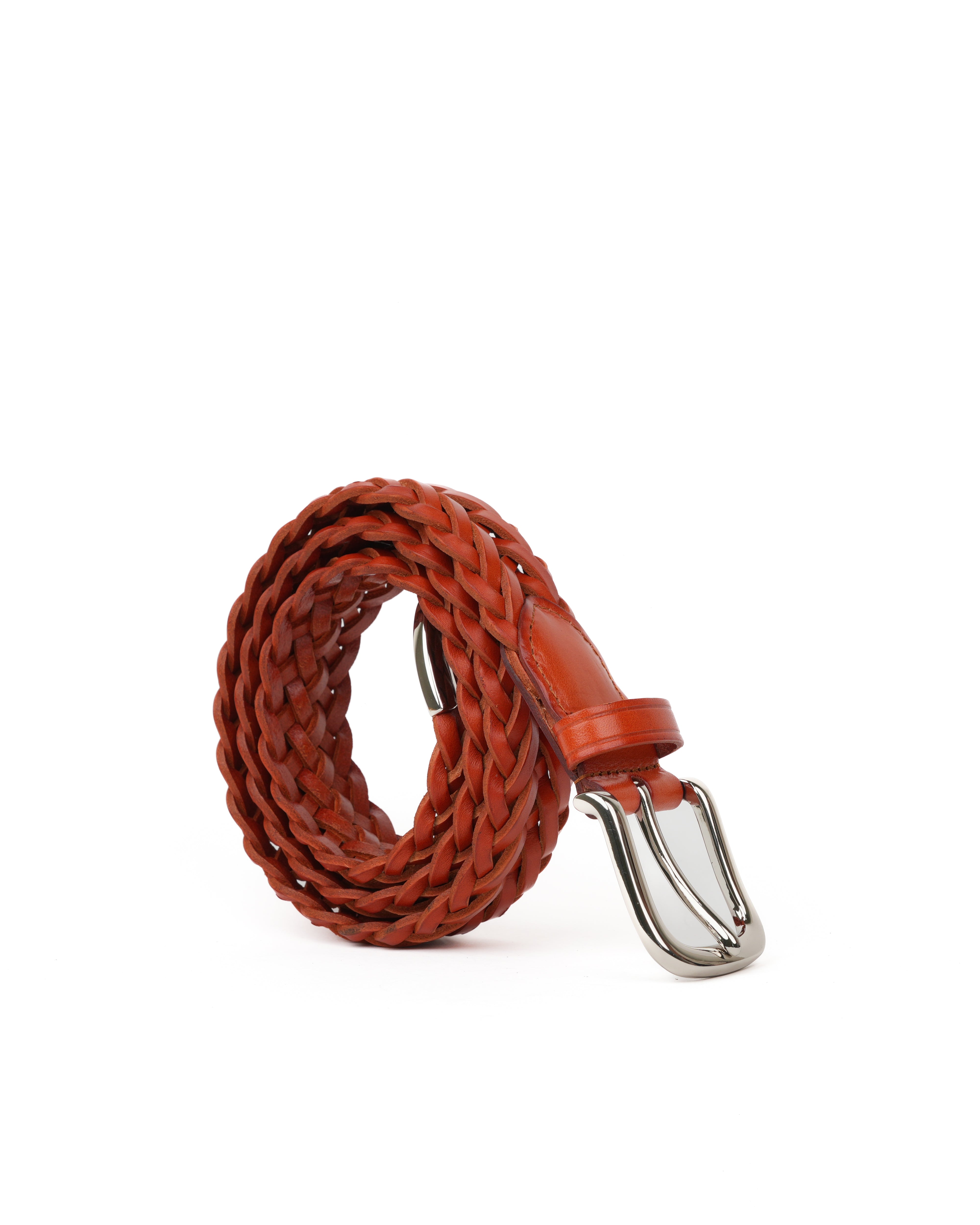 Cintura in pelle intrecciata fatta a mano in cammello – Shalapi Italia