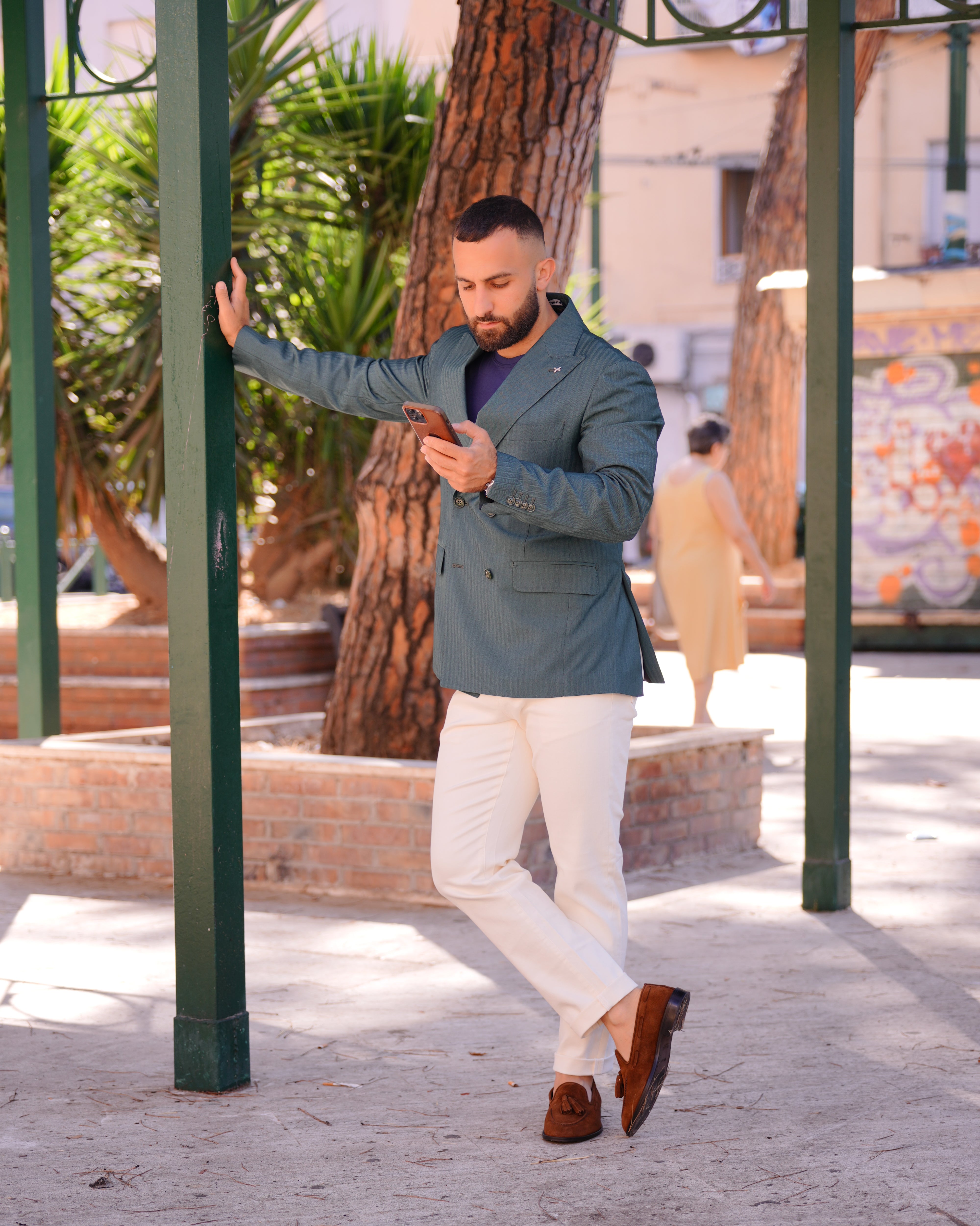 Mocasines con borlas SHALAPI Bari 1.1 para hombre en piel serraje color camel