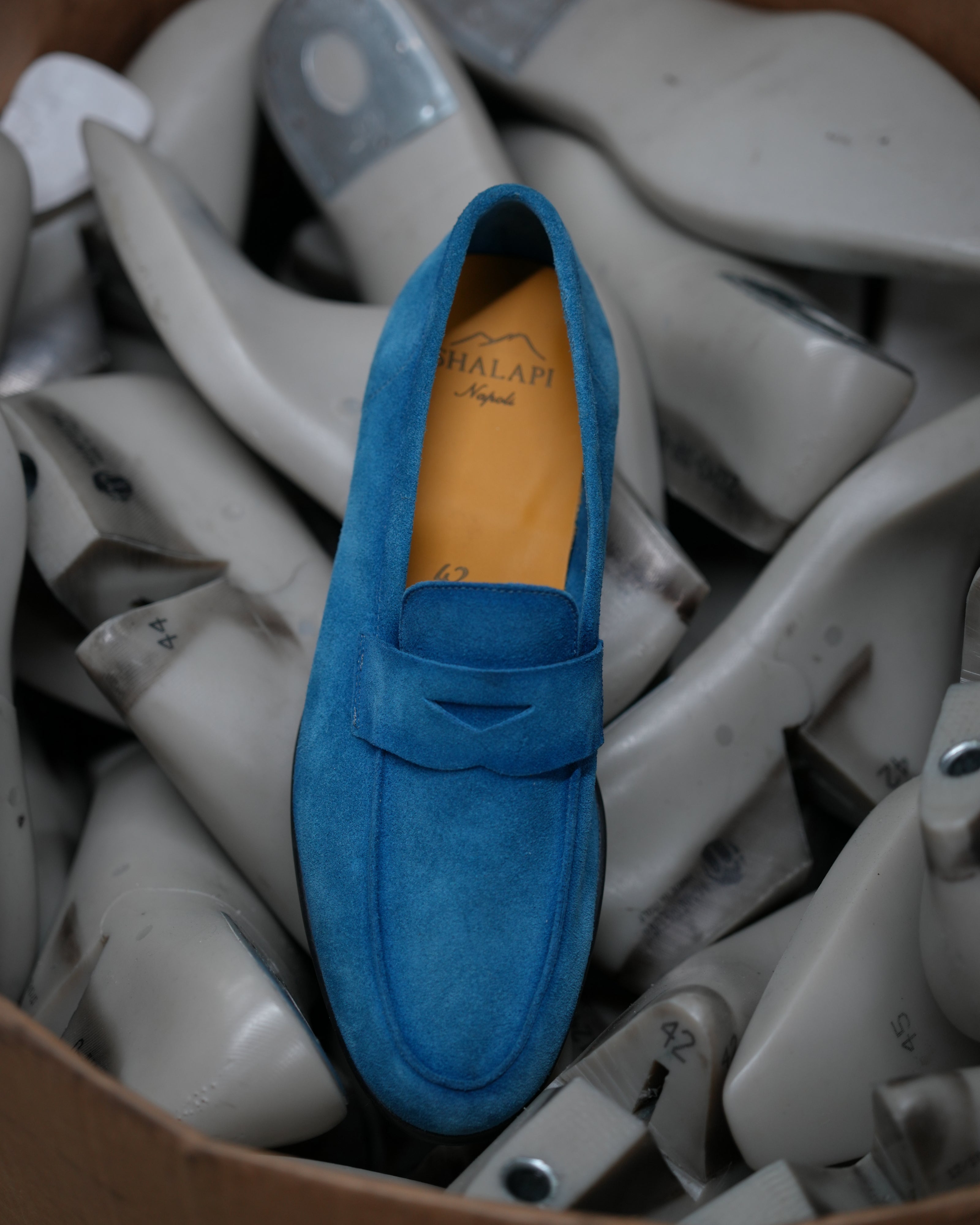 Mocasines de piel vuelta Marechiaro azul claro