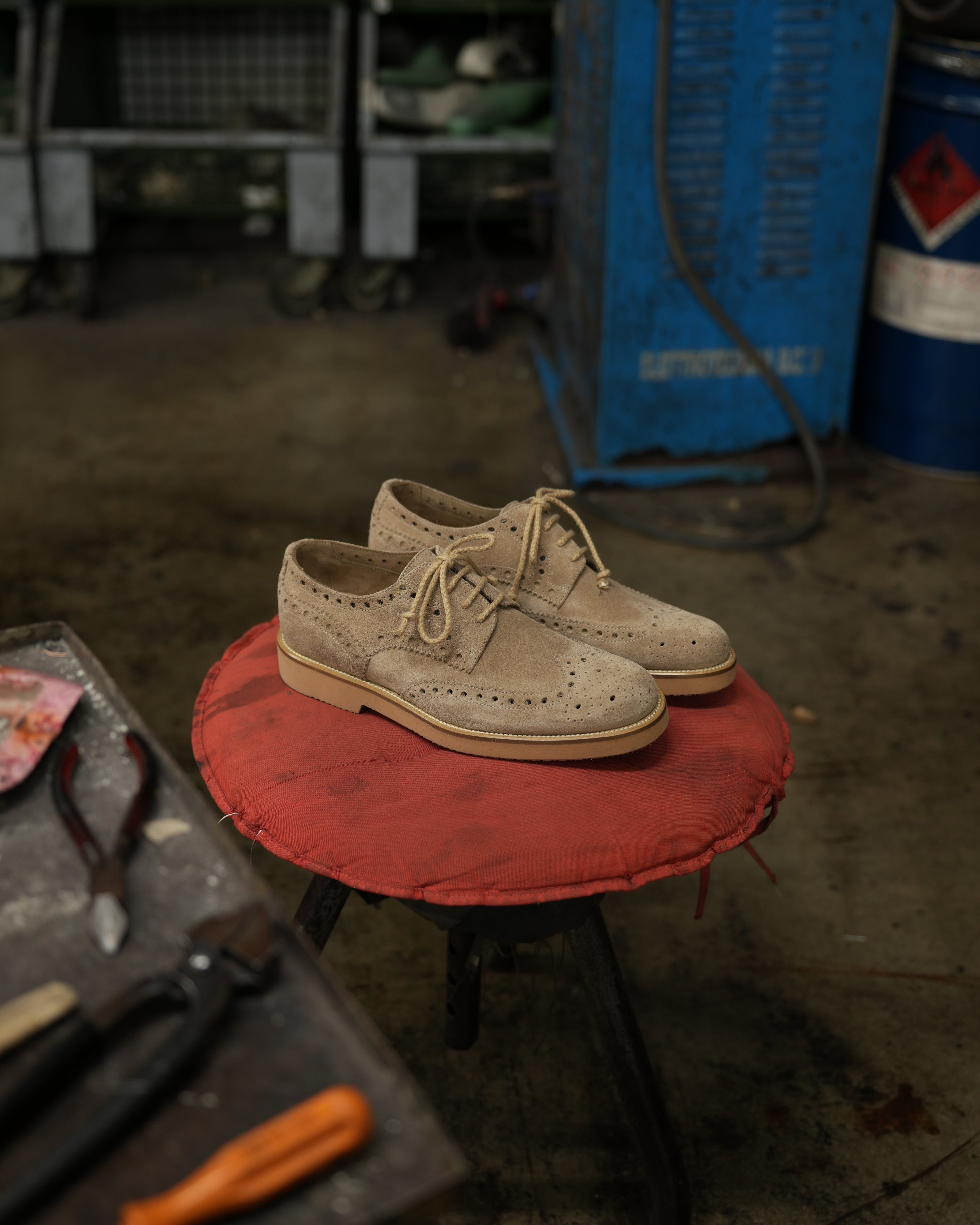 Ponente – Zapato brogue Oxford en ante beige