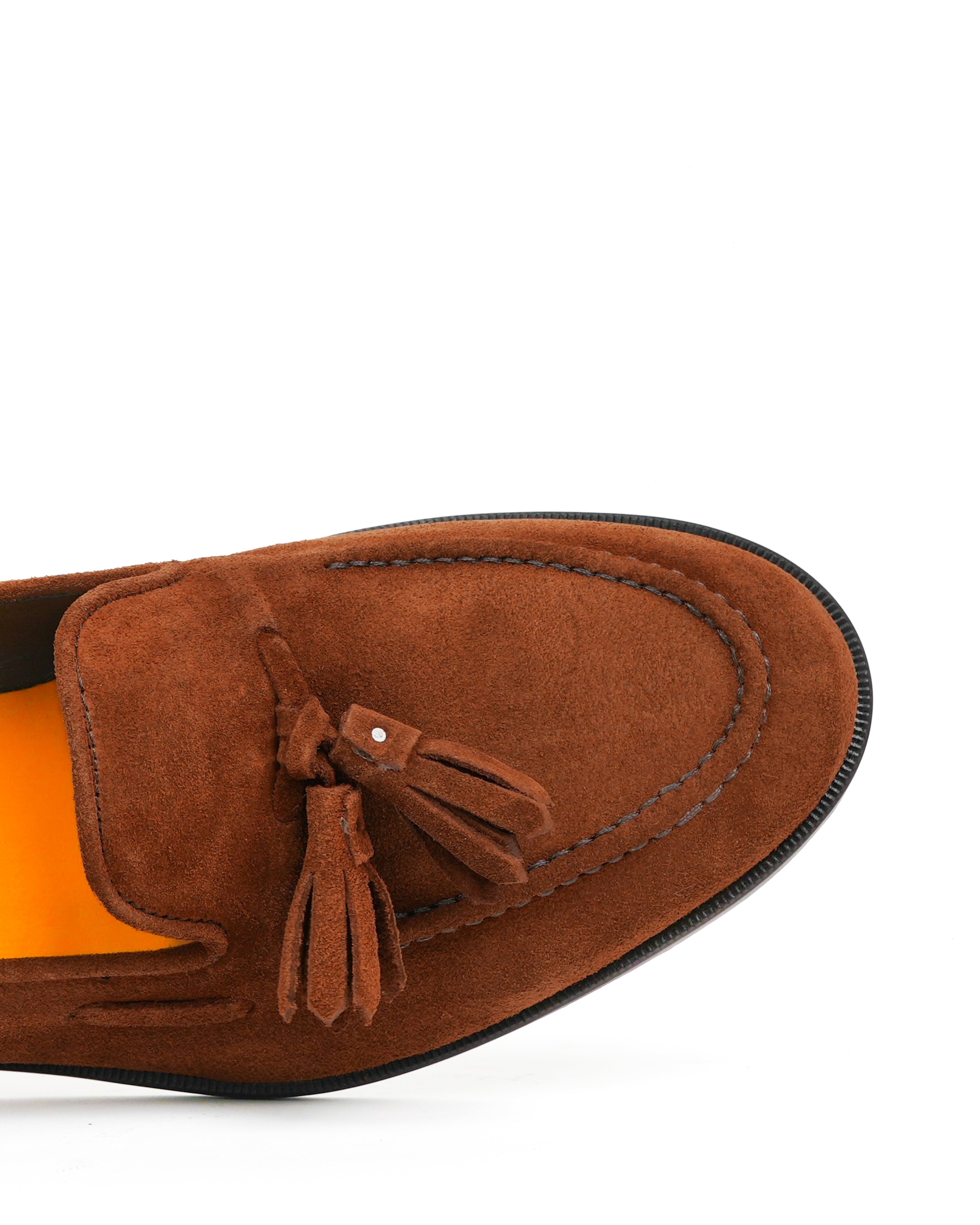 Mocasines con borlas SHALAPI Bari 1.1 para hombre en piel serraje color camel