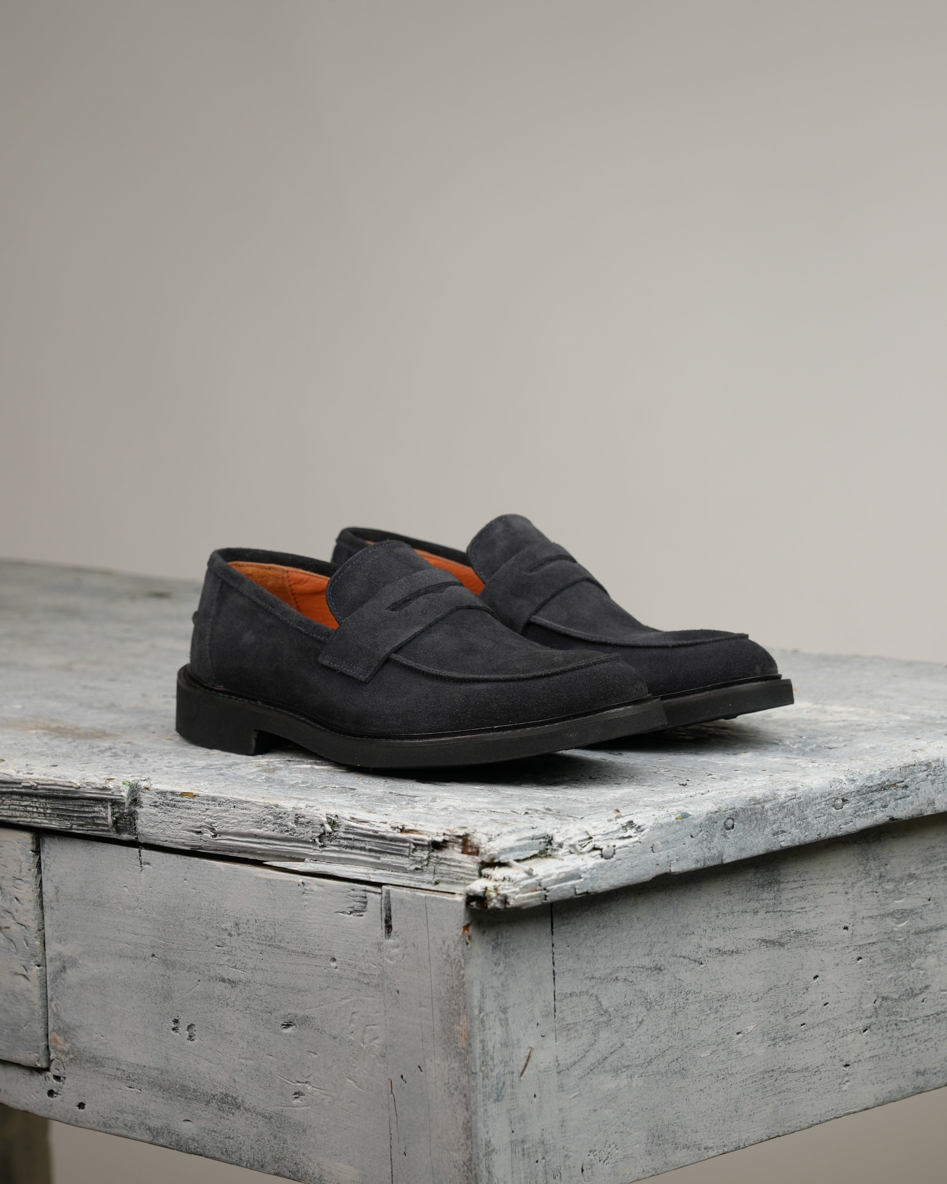 Mocasines italianos de hombre SHALAPI en ante azul marino