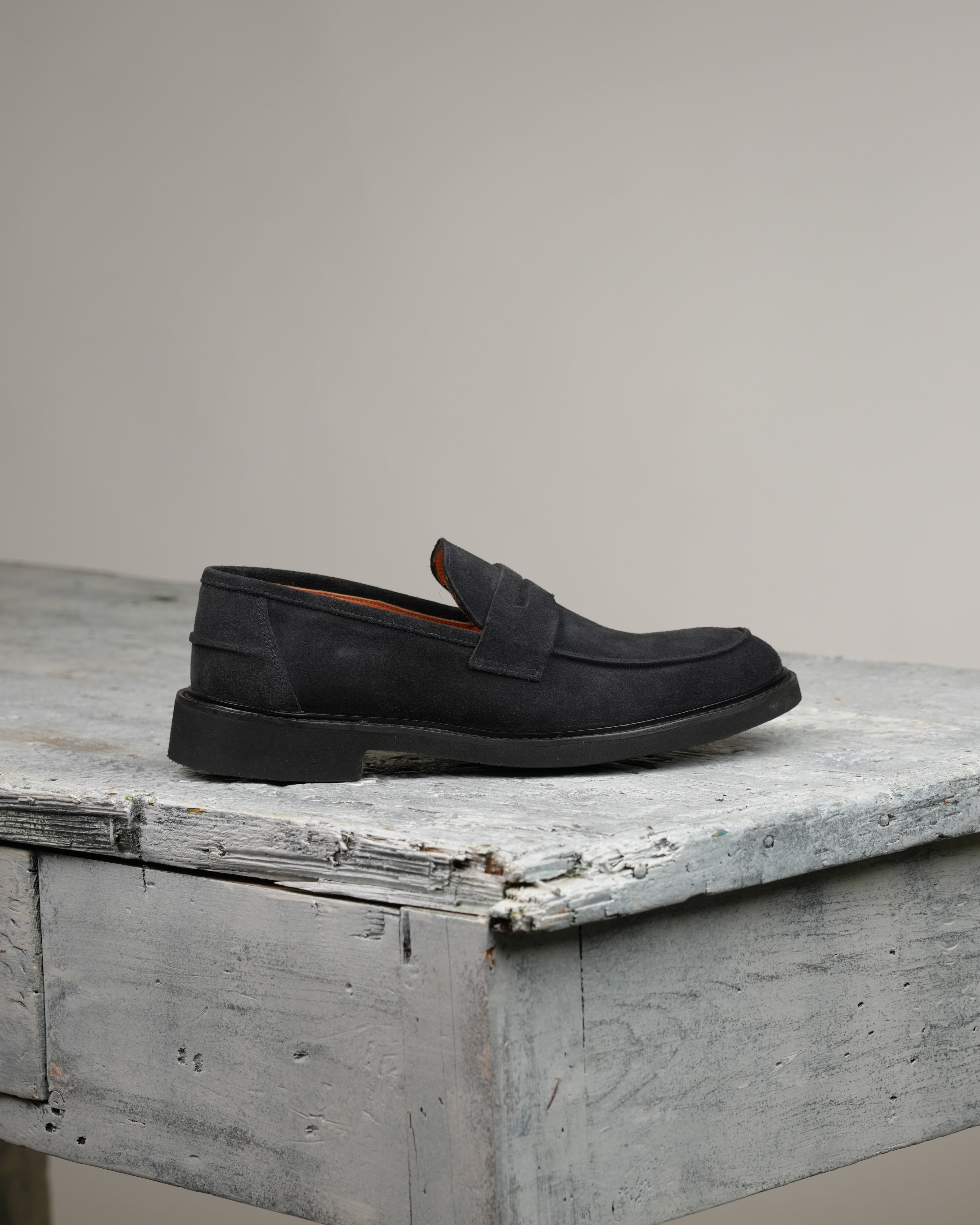 Mocasines italianos de hombre SHALAPI en ante azul marino