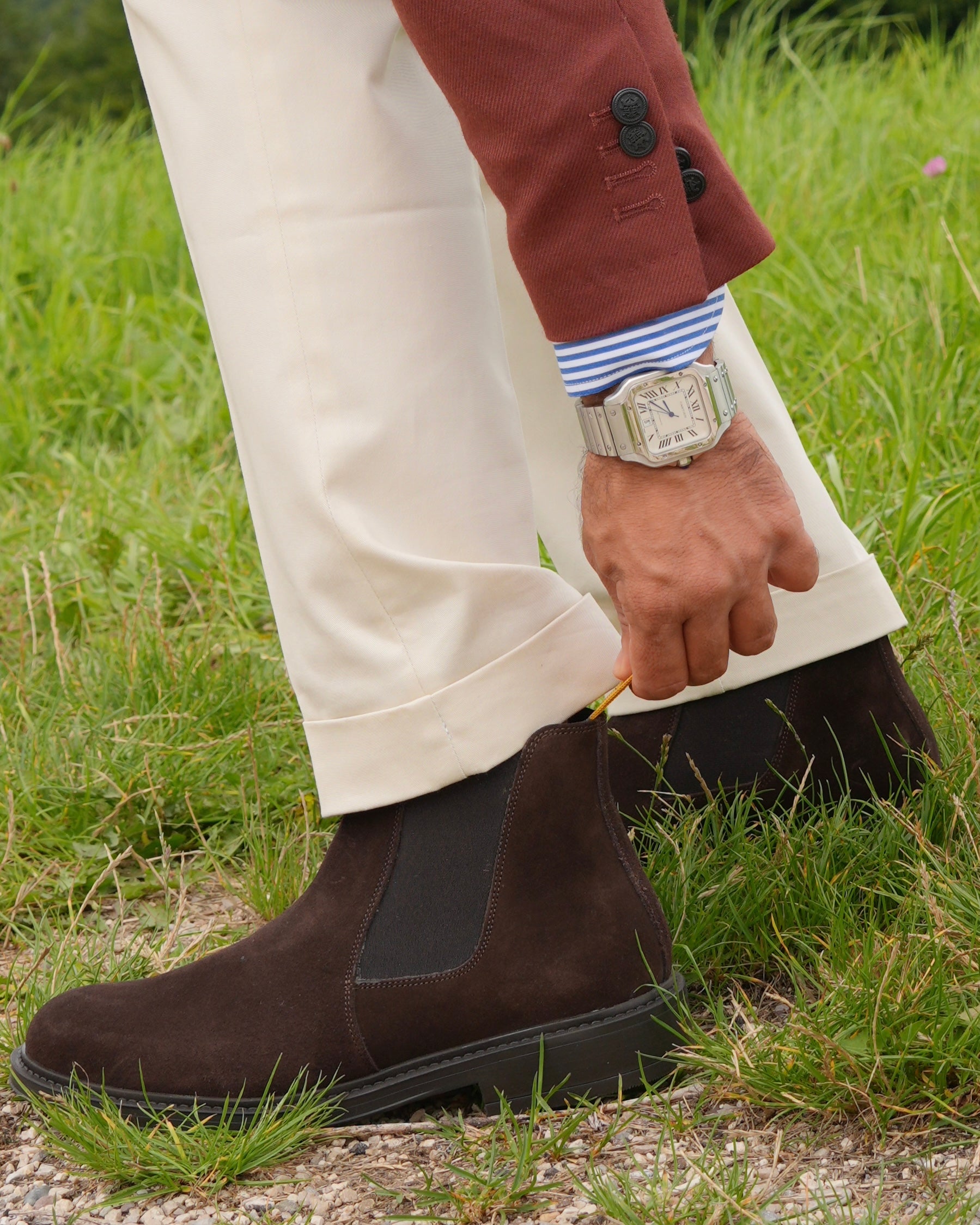 Stivali da strada di lusso SHALAPI 1.1 in pelle scamosciata marrone