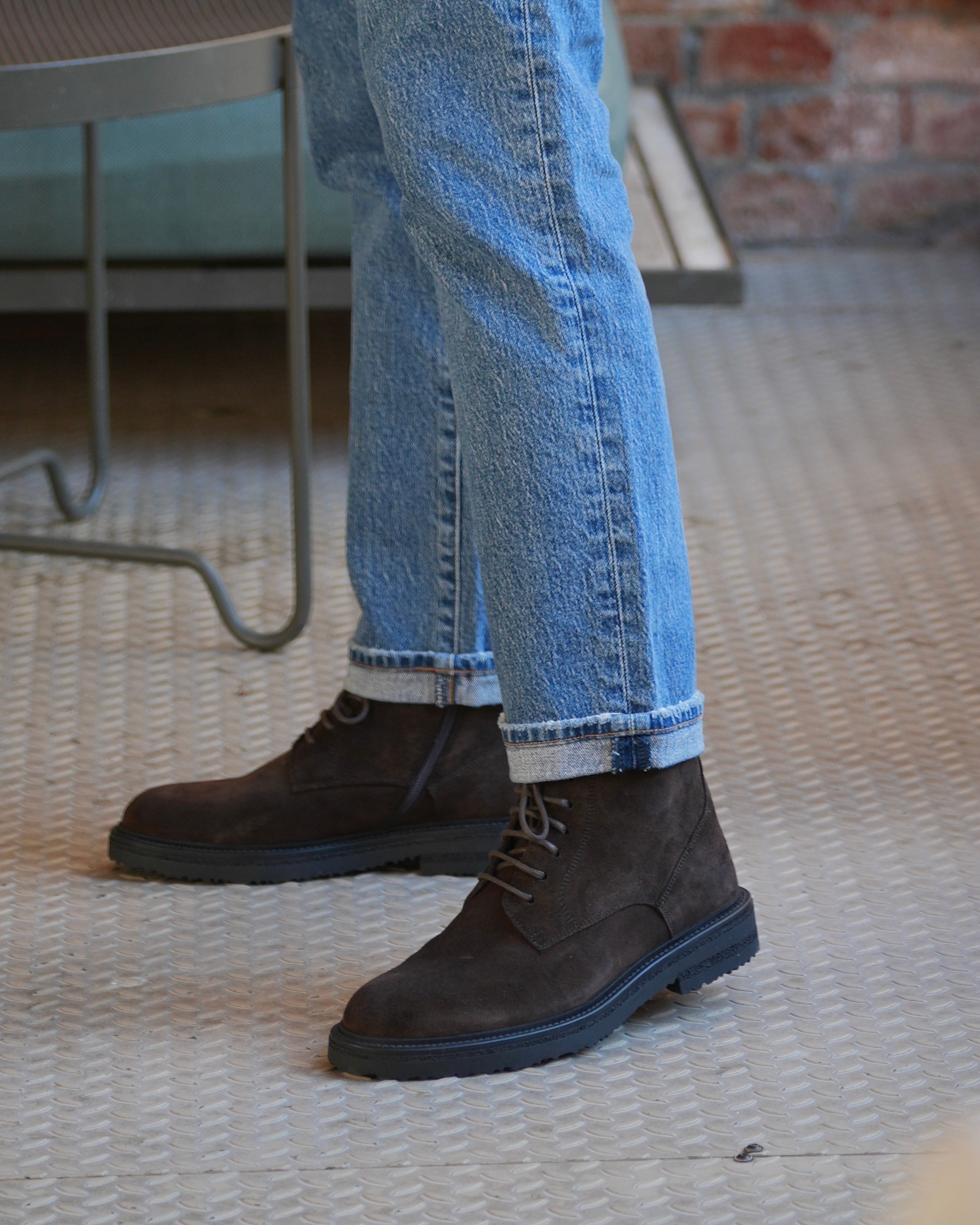 Stivali di lusso SHALAPI Maserati 1.1 in pelle scamosciata marrone 