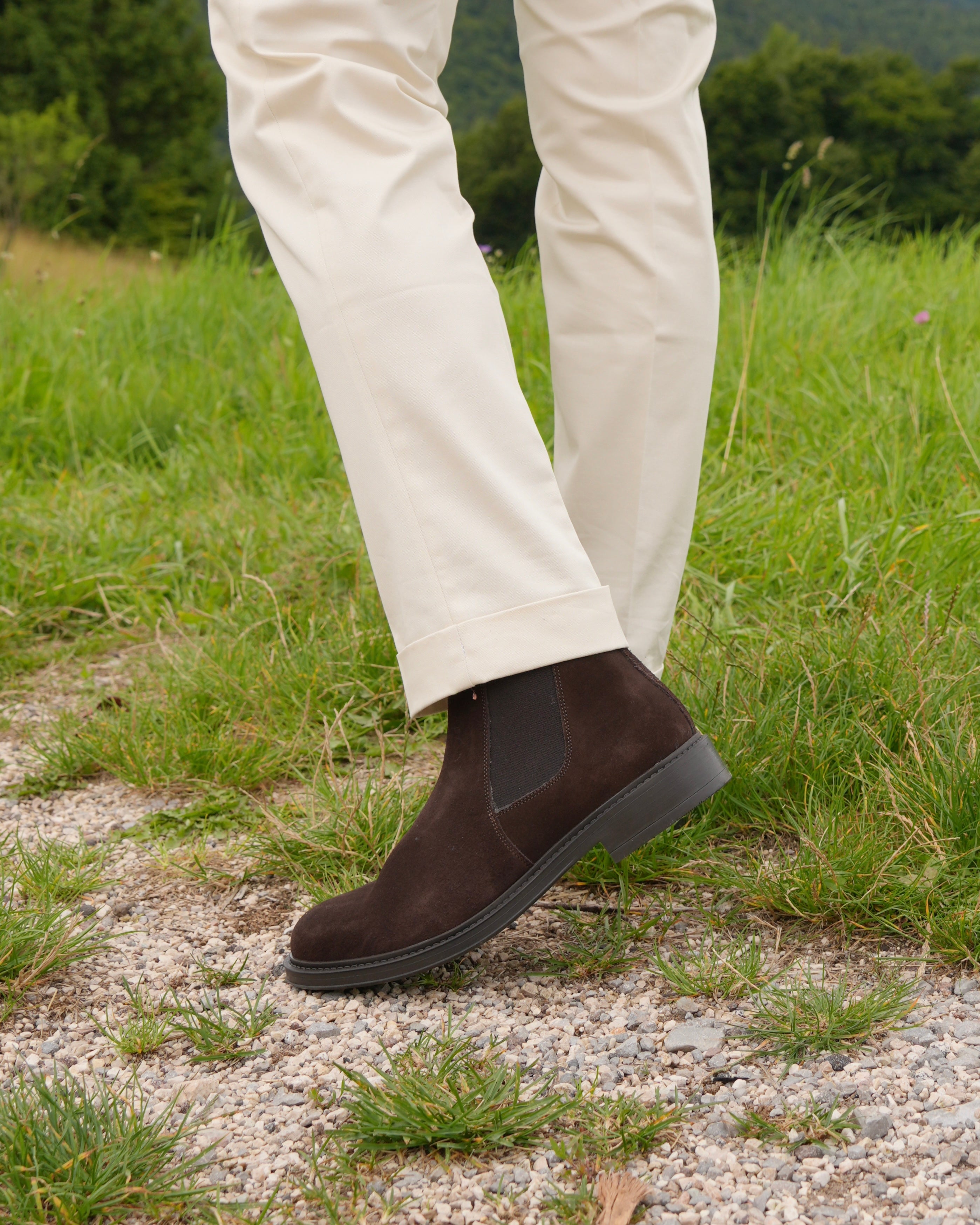 Stivali da strada di lusso SHALAPI 1.1 in pelle scamosciata marrone