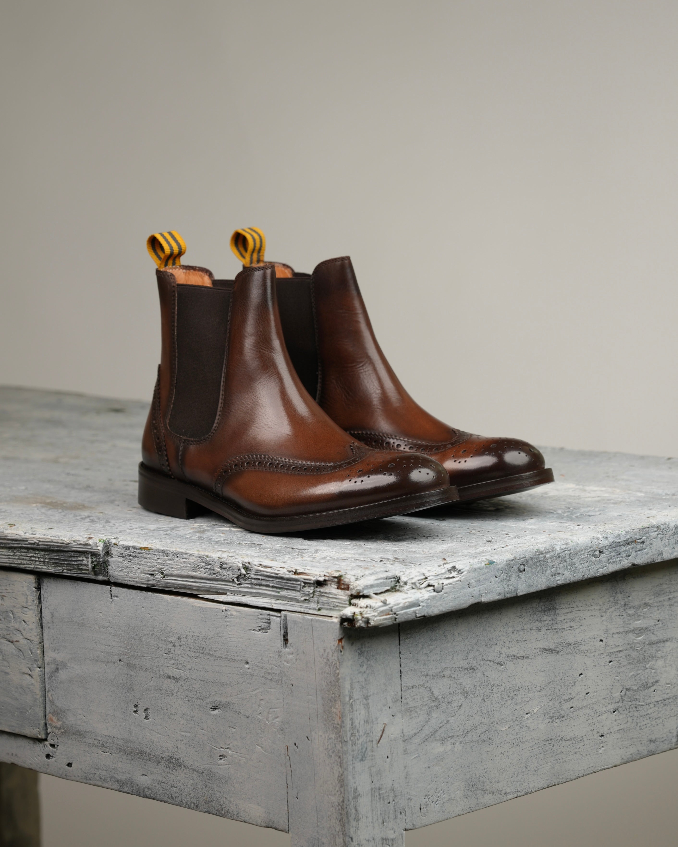 Botines SHALAPI Oxford de lujo en color marrón de 1.1 pulgadas