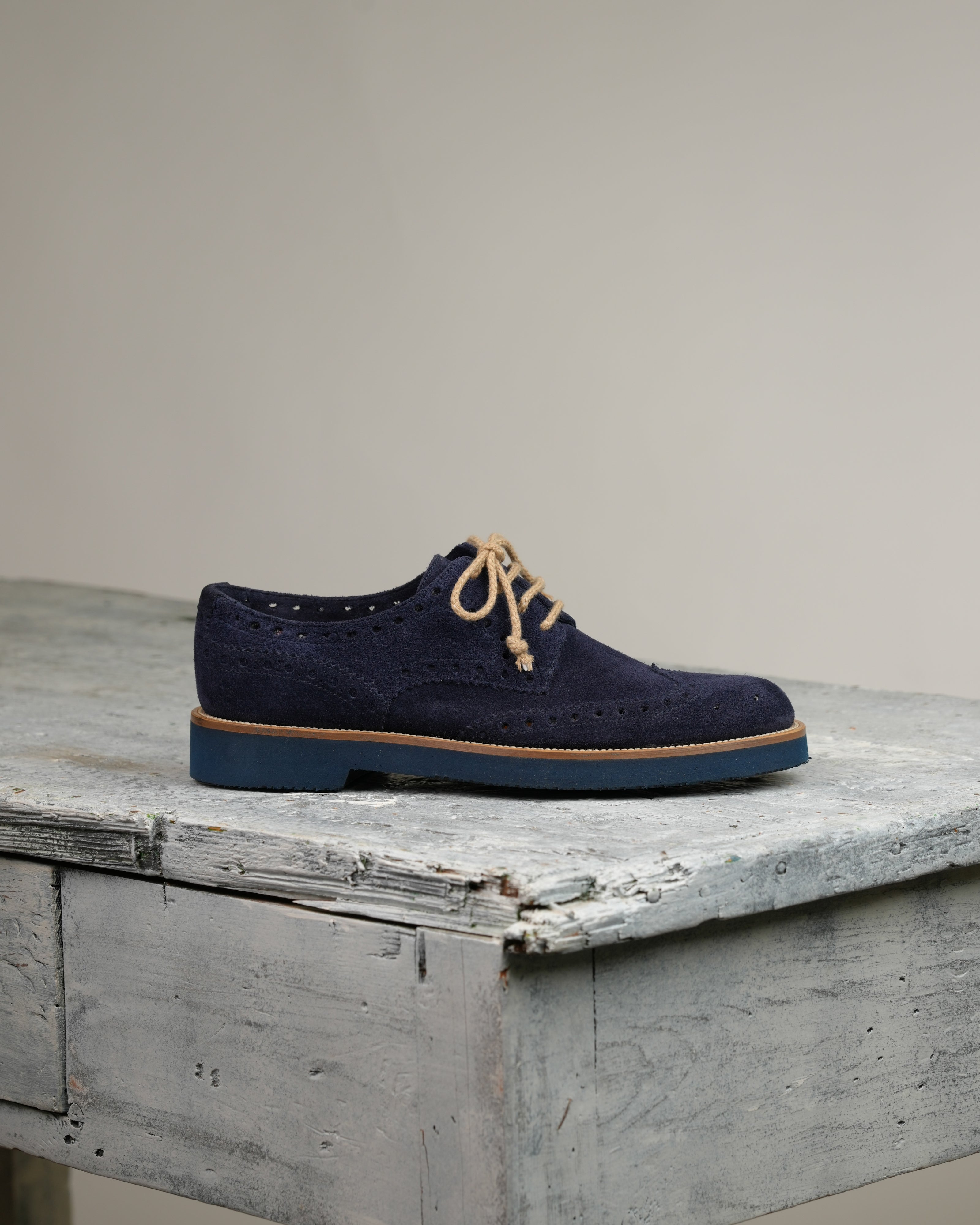 Ponente – Brogue Oxford de ante azul