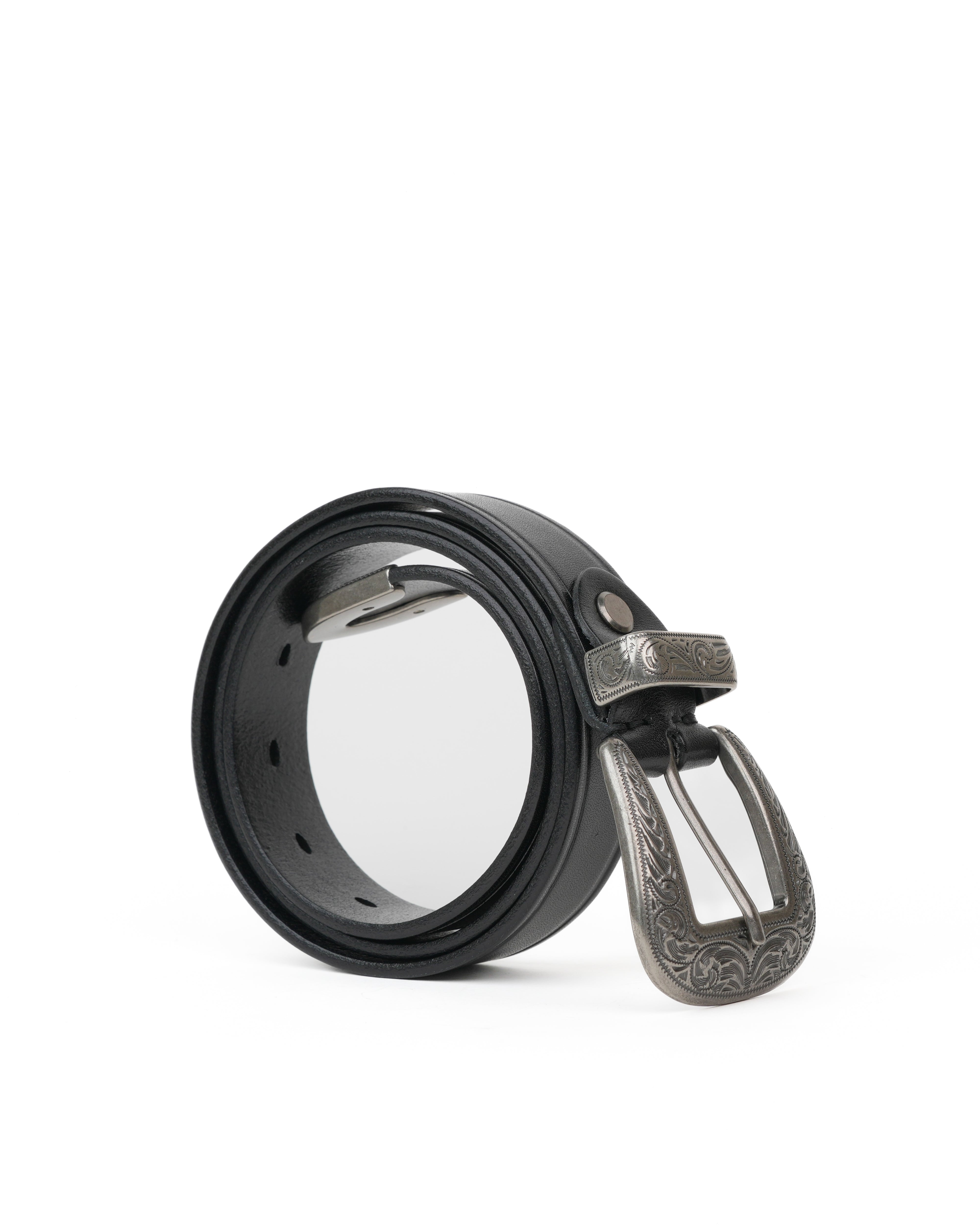 SHALAPI Cinture in vera pelle nera