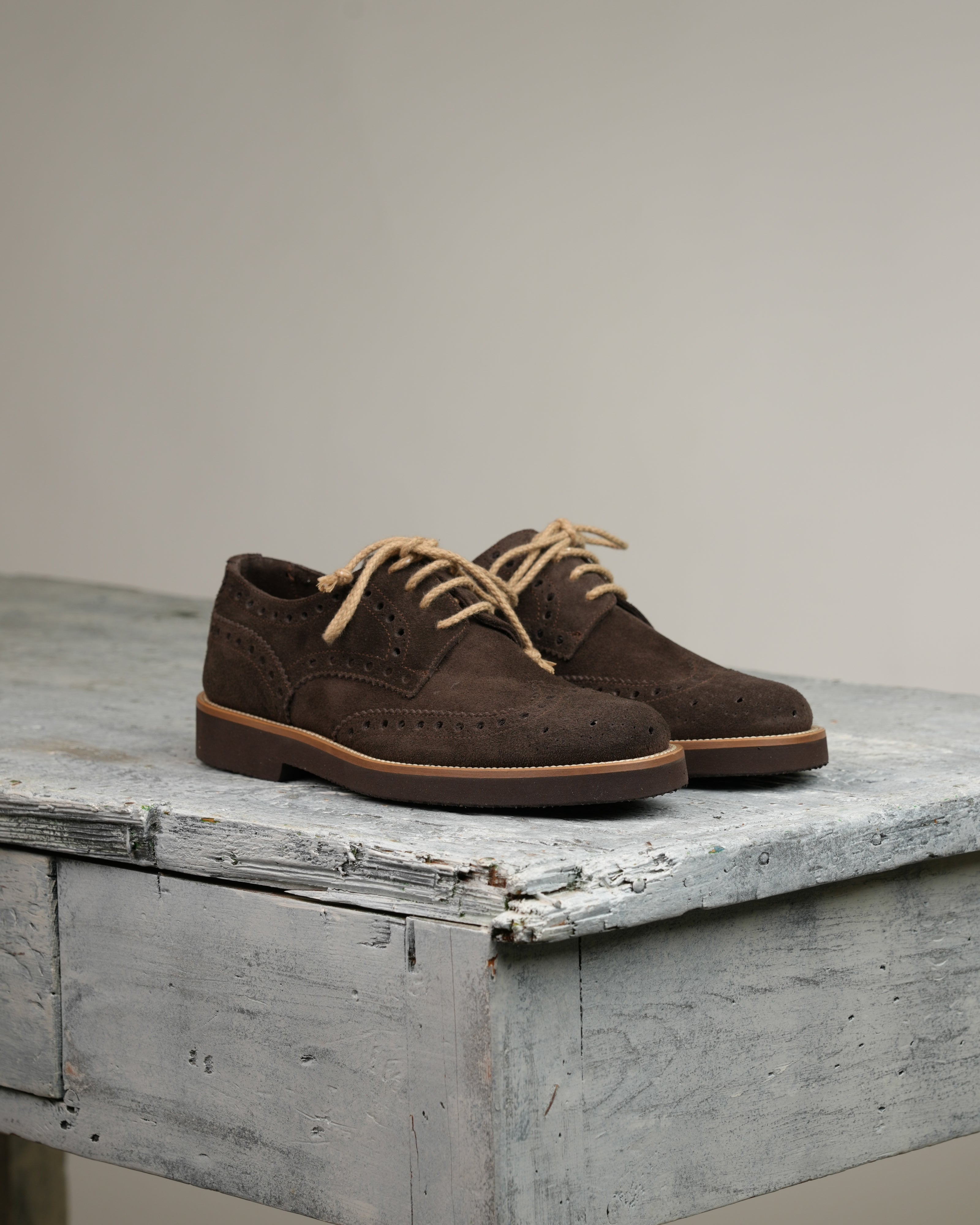 Ponente – Zapato brogue Oxford de ante marrón